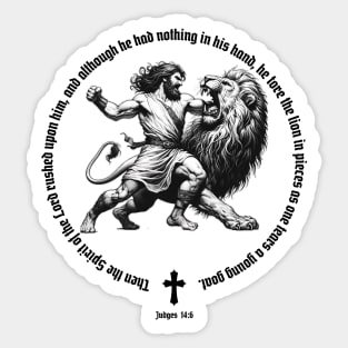 Samson And The Lion Gym Motivaton Sticker